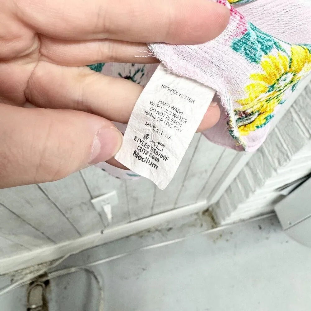 Red Lolly Shirt Women M‎ Short Sleeve High Low Floral Pink Round Neck Polyester - Picture 5 of 7